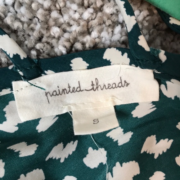 Painted Thread turquoise & white silky tank size S - Picture 2 of 4